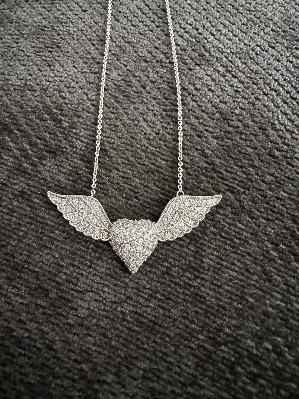 Sterling Silver Angel Wing Heart Necklace